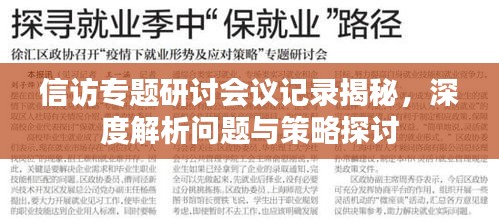 信訪專題研討會議記錄揭秘，深度解析問題與策略探討