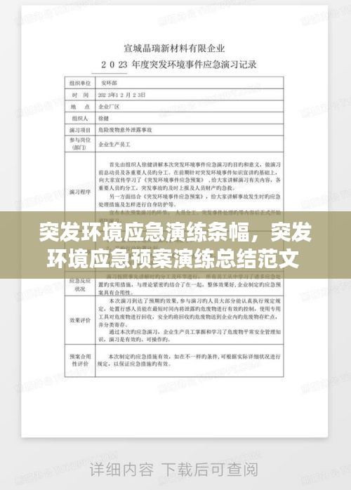 突發(fā)環(huán)境應(yīng)急演練條幅，突發(fā)環(huán)境應(yīng)急預(yù)案演練總結(jié)范文 