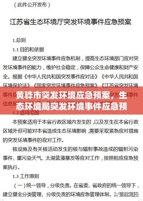 黃驊市突發(fā)環(huán)境應(yīng)急預案，生態(tài)環(huán)境局突發(fā)環(huán)境事件應(yīng)急預案 