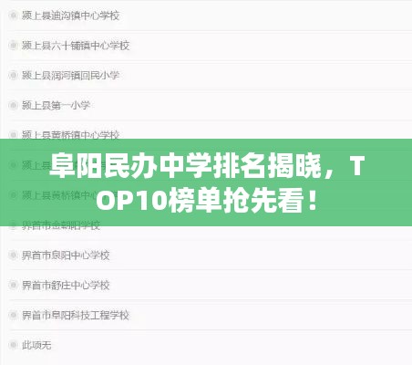 阜陽(yáng)民辦中學(xué)排名揭曉，TOP10榜單搶先看！