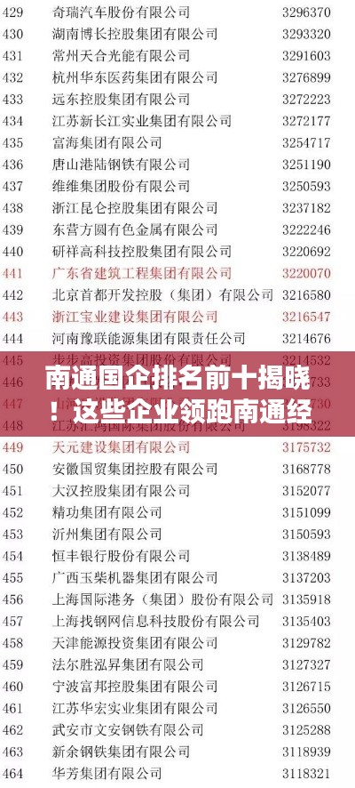 南通國企排名前十揭曉！這些企業(yè)領(lǐng)跑南通經(jīng)濟！
