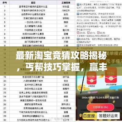 最新淘寶競(jìng)猜攻略揭秘，丐幫技巧掌握，贏豐厚獎(jiǎng)勵(lì)輕松上手！
