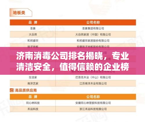 濟南消毒公司排名揭曉，專業(yè)清潔安全，值得信賴的企業(yè)榜單！
