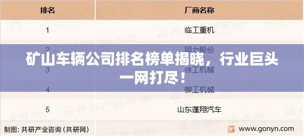 礦山車輛公司排名榜單揭曉，行業(yè)巨頭一網(wǎng)打盡！