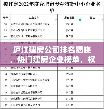 廬江建房公司排名揭曉，熱門建房企業(yè)榜單，權(quán)威排名不容錯(cuò)過！