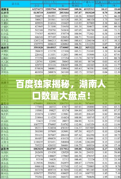 百度獨(dú)家揭秘，湖南人口數(shù)量大盤點(diǎn)！