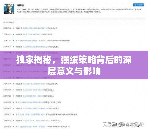 獨家揭秘，強緩策略背后的深層意義與影響