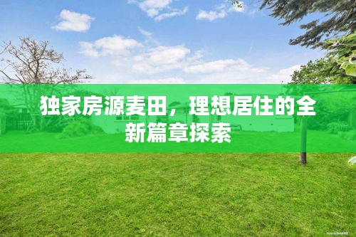 獨(dú)家房源麥田，理想居住的全新篇章探索
