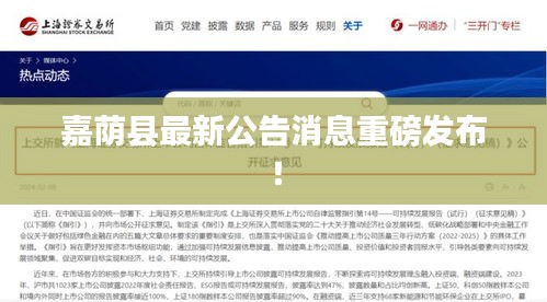 嘉蔭縣最新公告消息重磅發(fā)布！